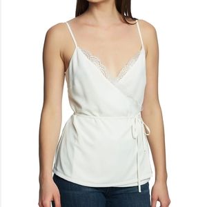 One State Ivory Wrap Tank Top